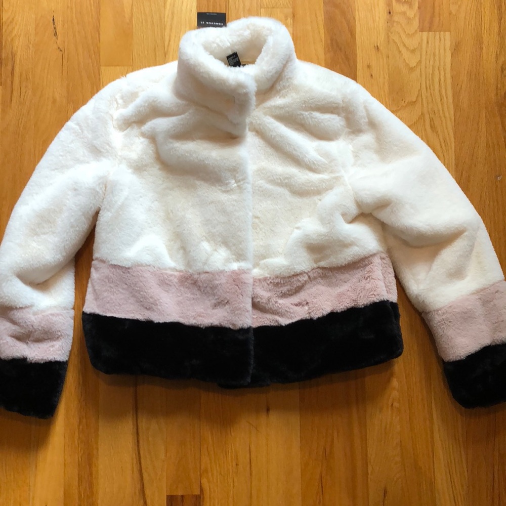 Pink/Black/White Fluffy Coat